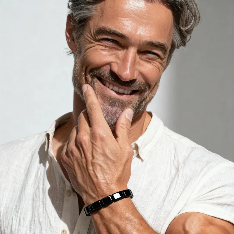 Bracelet en Hématite Noire – Élégance Masculine & Ancrage