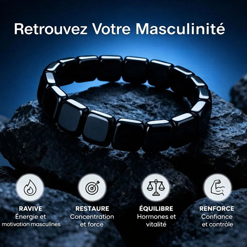 Bracelet en Hématite Noire – Élégance Masculine & Ancrage